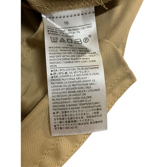 Banana Republic Belted Midi Skirt 16 Khaki Button Front Paperbag Waist NWT - Picture 6 of 8